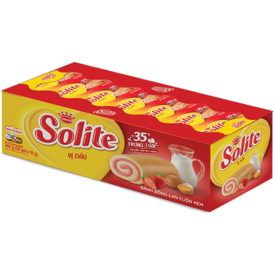 Solite Cuộn Kem Vị Dâu 360g