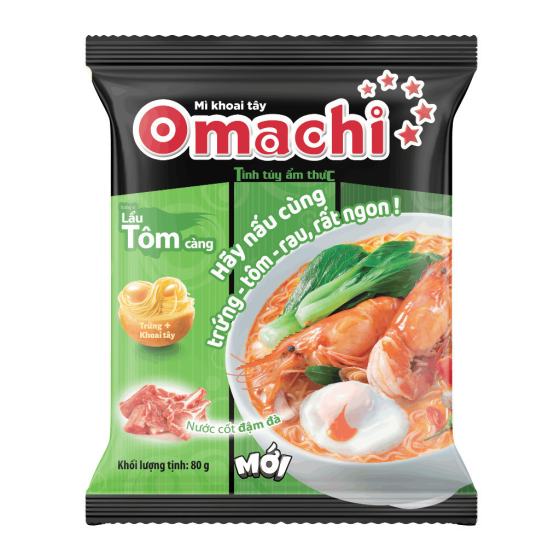 Mì Omachi Lẩu Tôm Càng 30 gói x 80gr